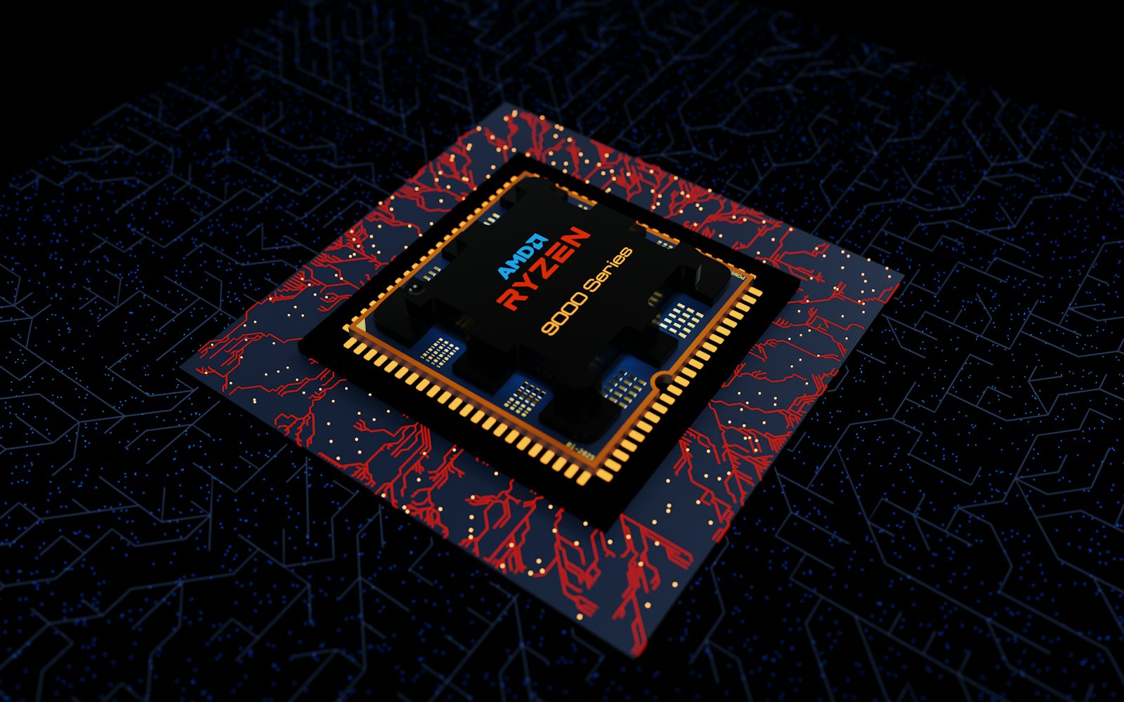 AMD Ryzen 9000 serisi işlemcinin yakın çekim fotoğrafı